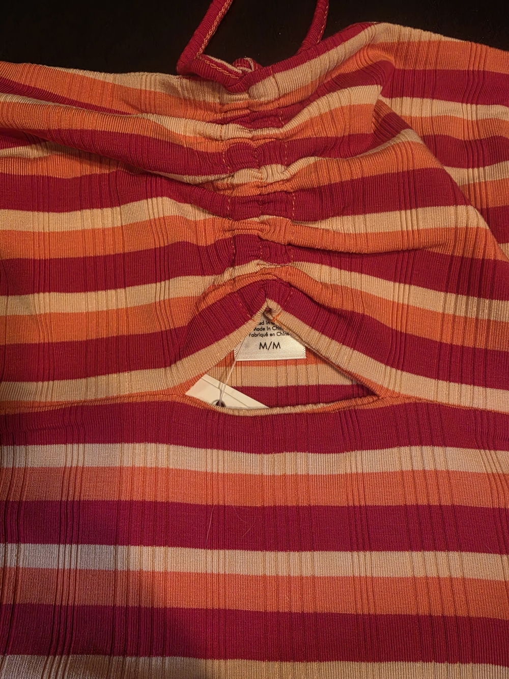 L*Space striped ruched tank top in Red, Orange & Cream